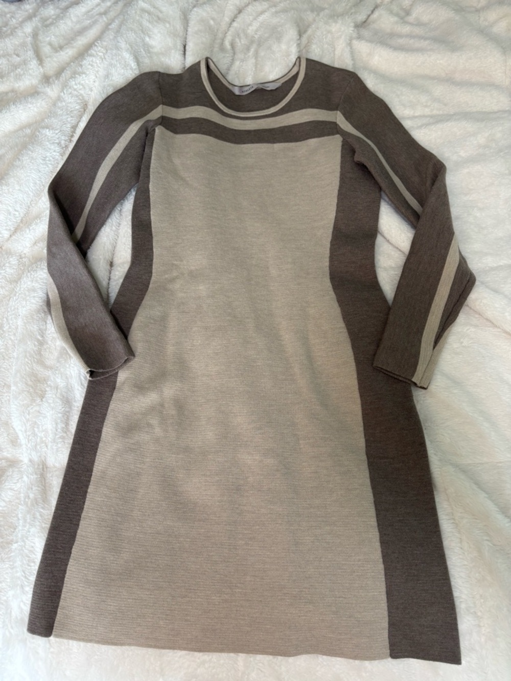 Athleta Taupe & Brown Wool Blend Long Sleeve Knit Dress